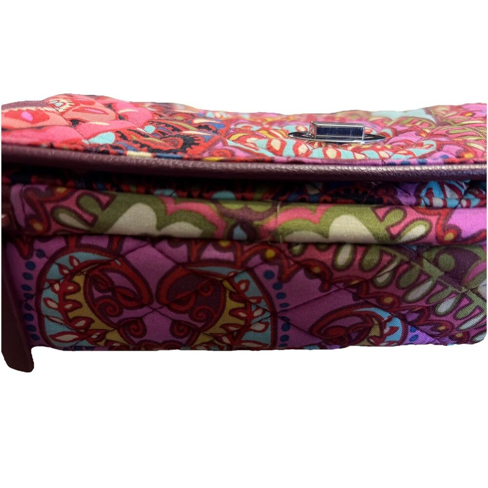 VERA BRADLEY Pink Paisley Purse Turnlock Crossbody Adjust Faux Leather Strap - Picture 3 of 6